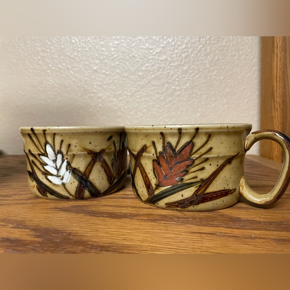 2 Vintage Otagiri Hand Painted Wheat Pattern Stoneware 14Oz Mugs Cups. - Picture 5 of 8